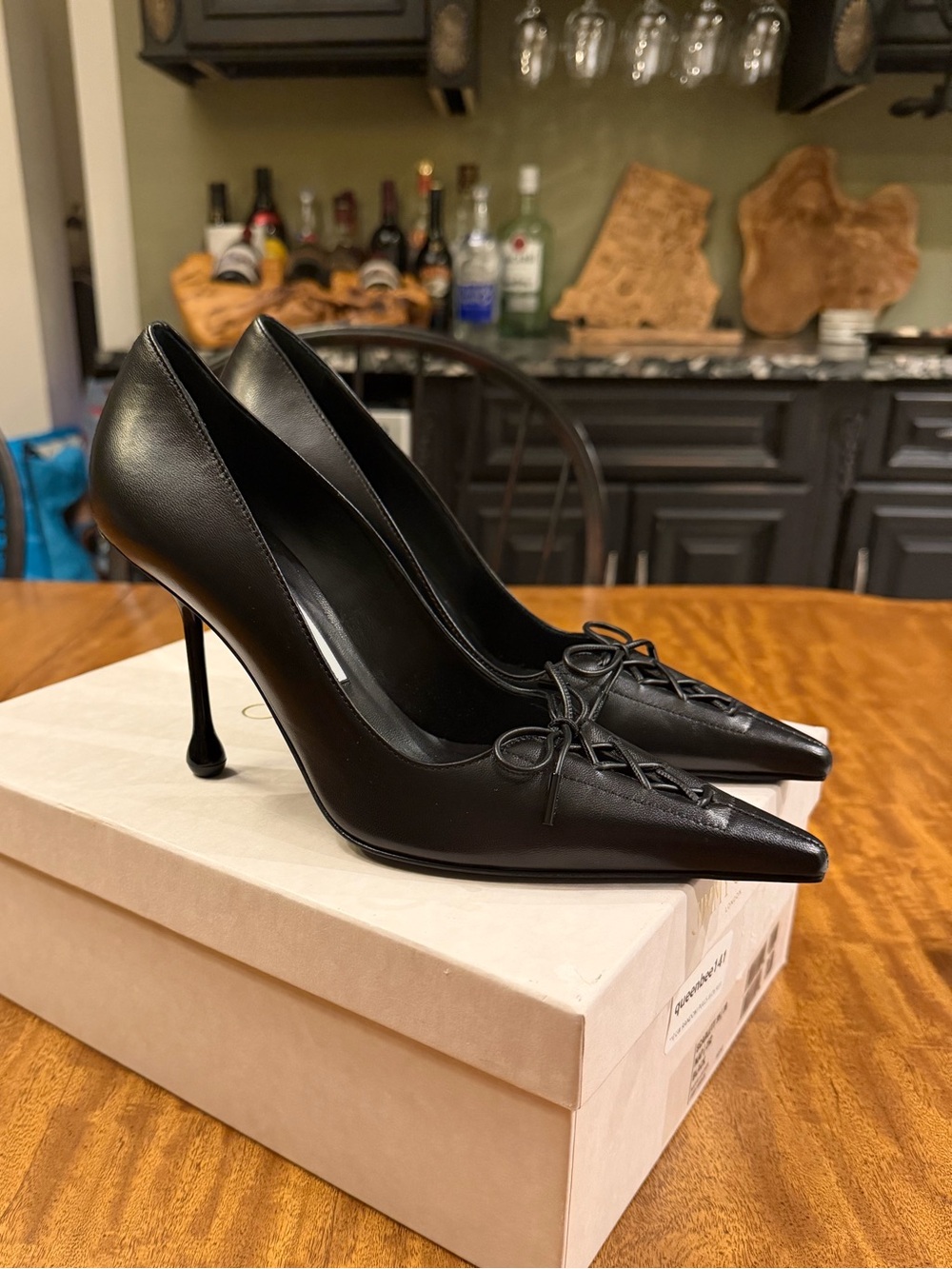 JIMMY CHOO women’s Scarlett 95 Black Nappa
Leather Lace Up Corset Pumps Size 38